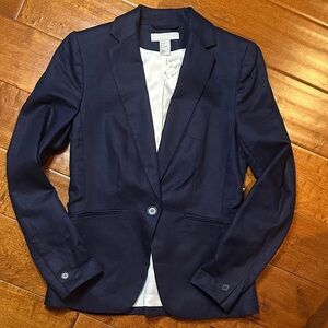 H&M Navy Blue Single-Button Blazer